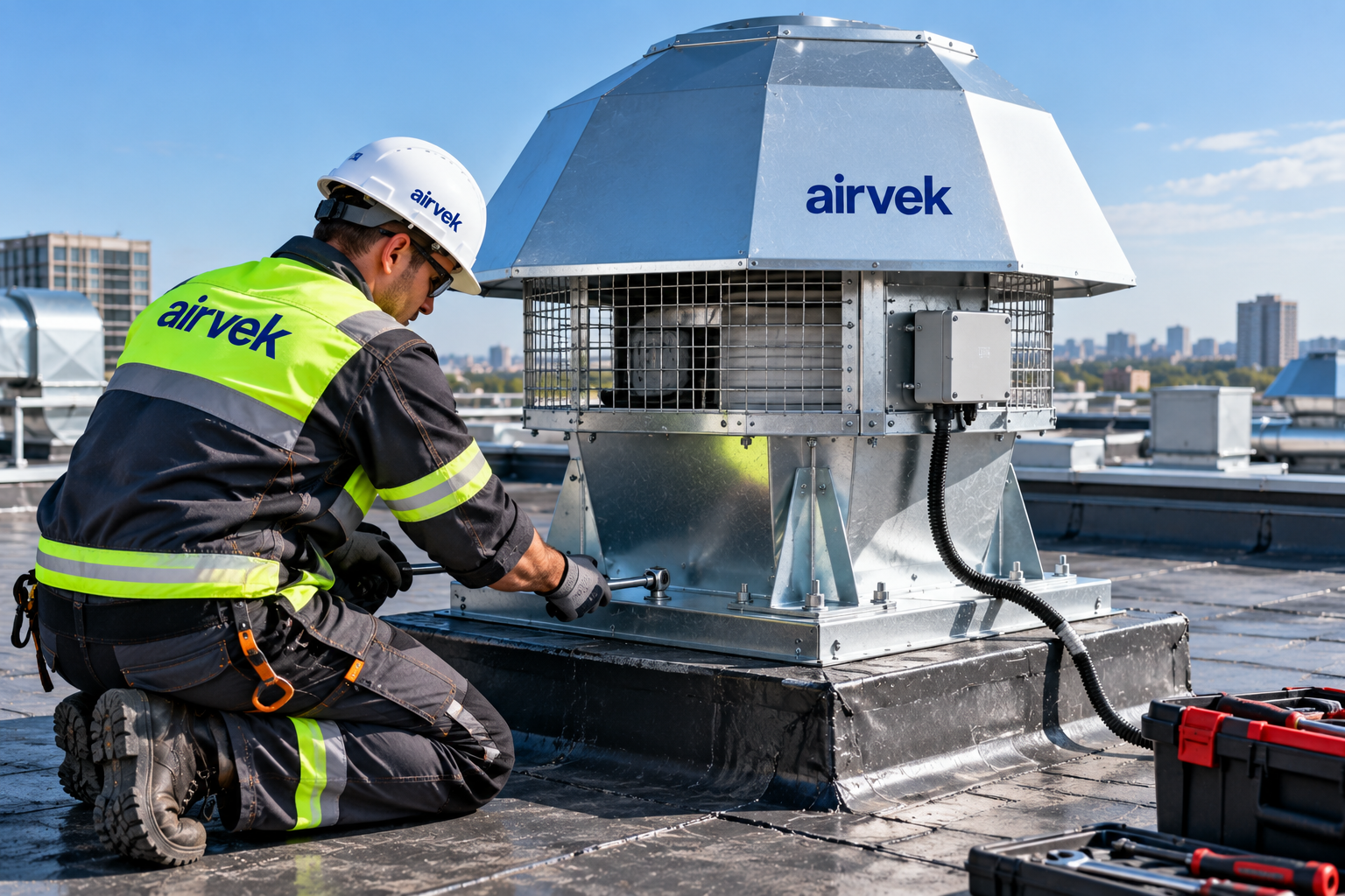 Монтаж крышных вентиляторов